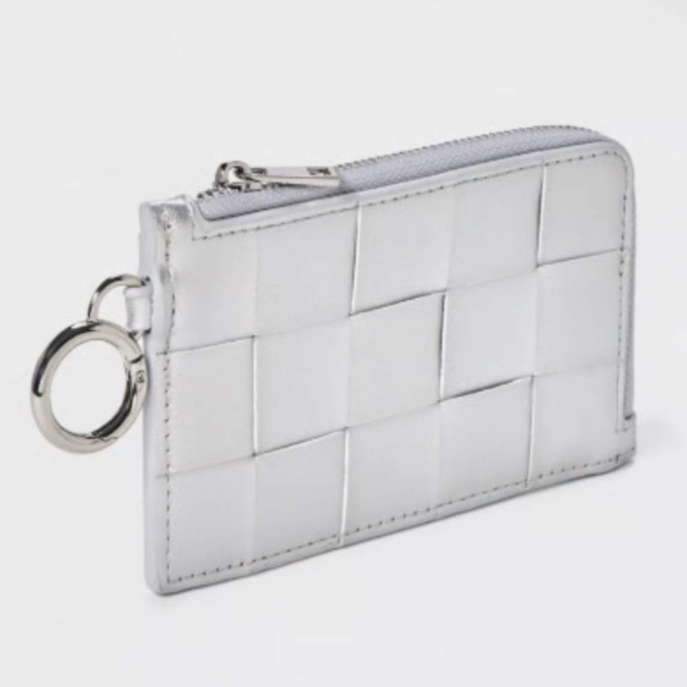 L-Zip Card Case - A New Day™ Silver: Shell, Solid Pattern, Zip Closure